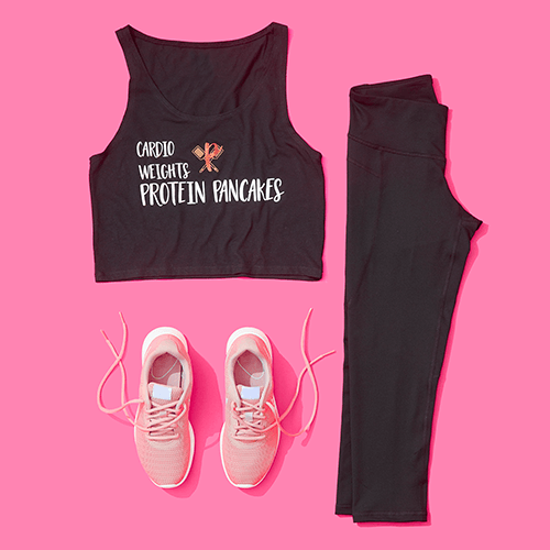 Women's Cardio, Weights, Protein Pancakes Crop Tank - black