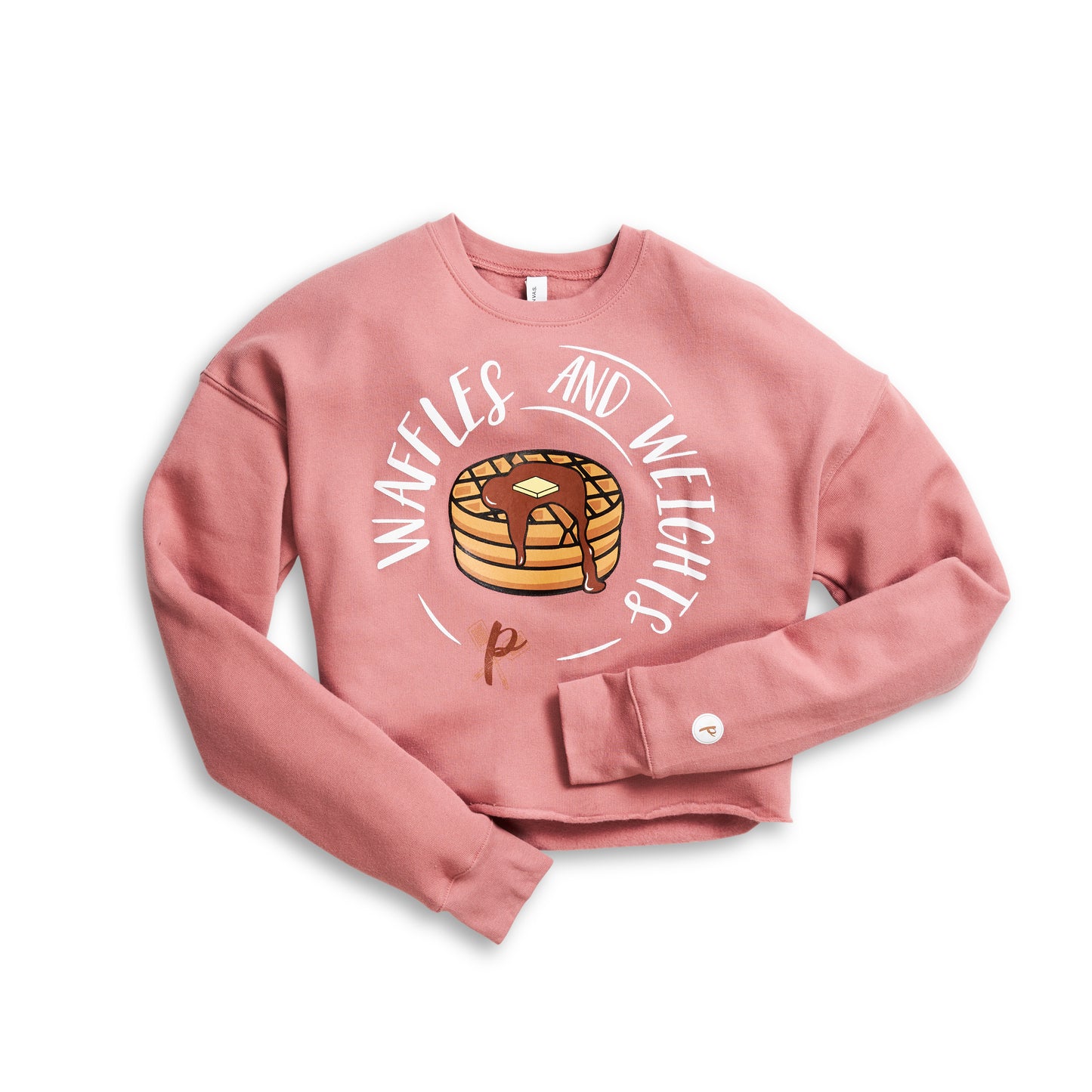 Women's Cropped Sweatshirt - Waffles and Weights PINK