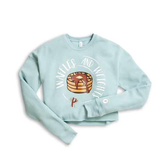 Women's Cropped Sweatshirt - Waffles and Weights BLUE