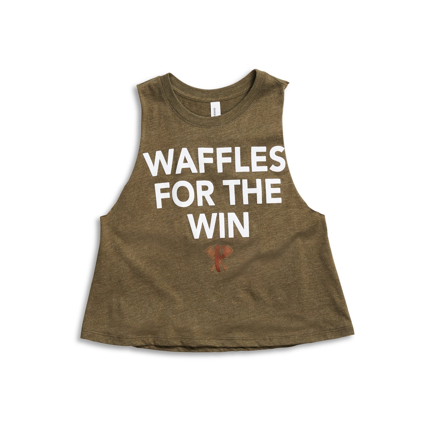 Women's Waffles for the Win Crop Muscle Tank GREEN