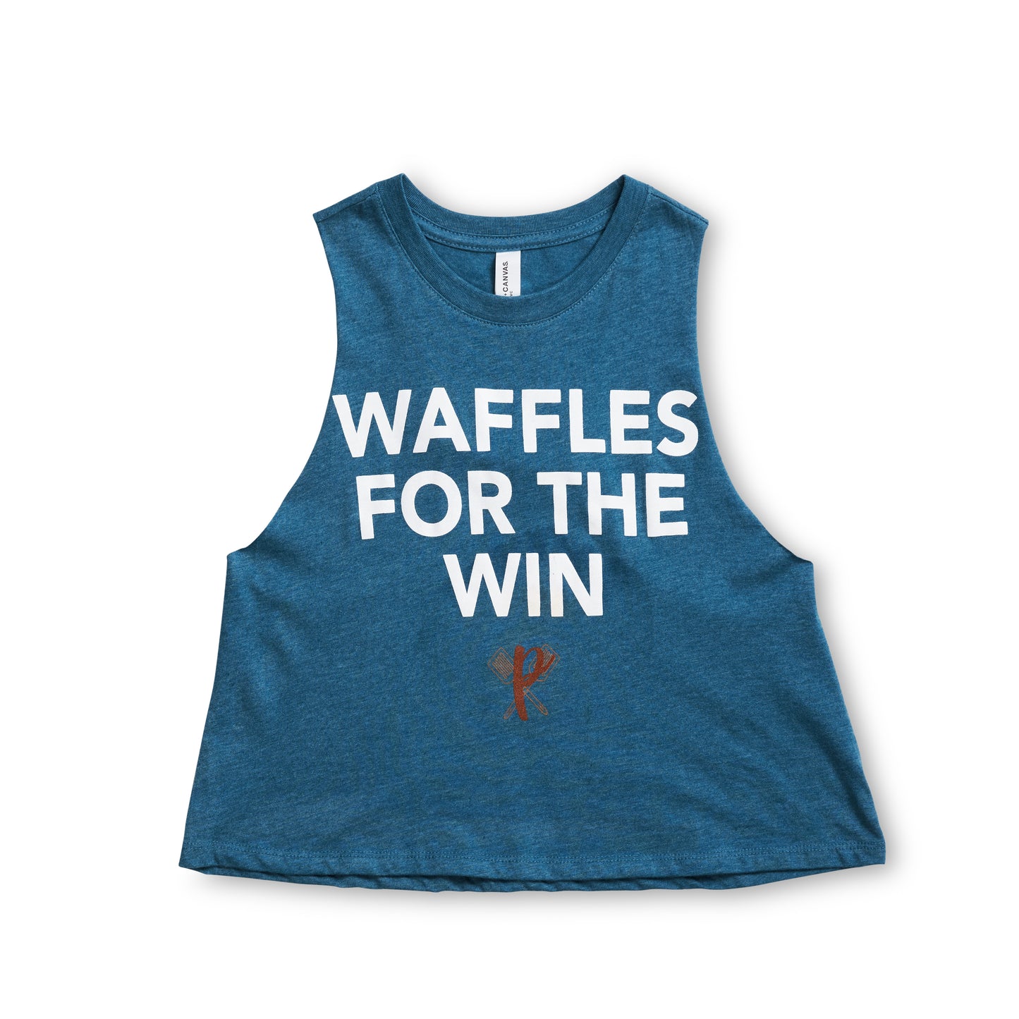 Women's Waffles for the Win Crop Muscle Tank BLUE