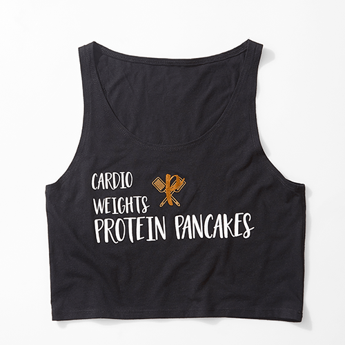Women's Cardio, Weights, Protein Pancakes Crop Tank - black