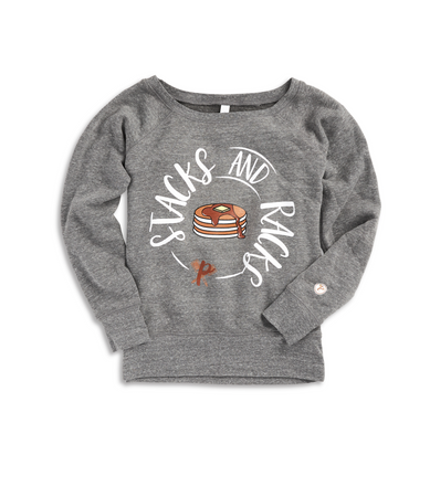 Women s Wide Neck Sweatshirt Gray Pamcakes Pancakes
