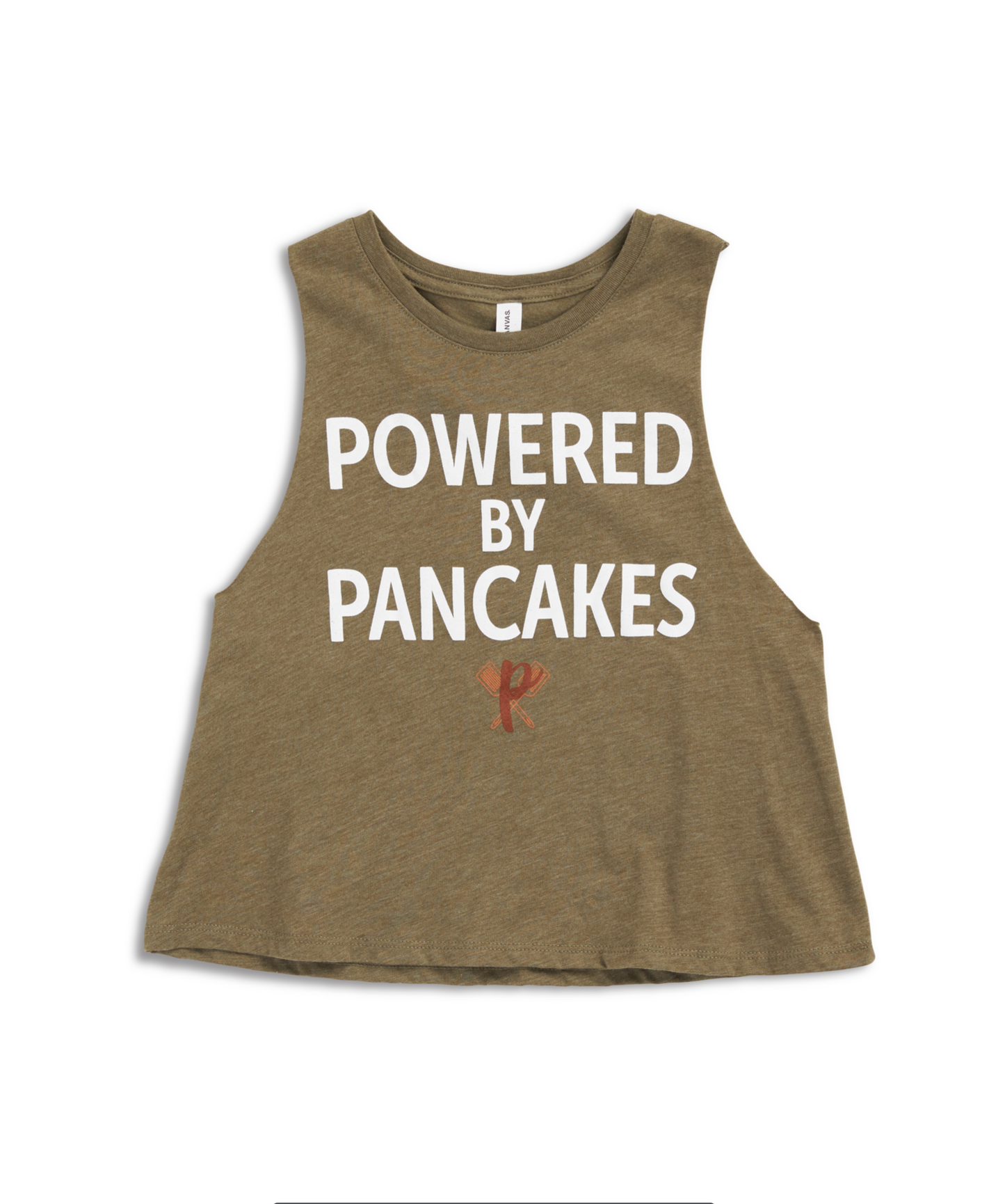 Women's Powered by Pancakes Crop Muscle Tank GREEN
